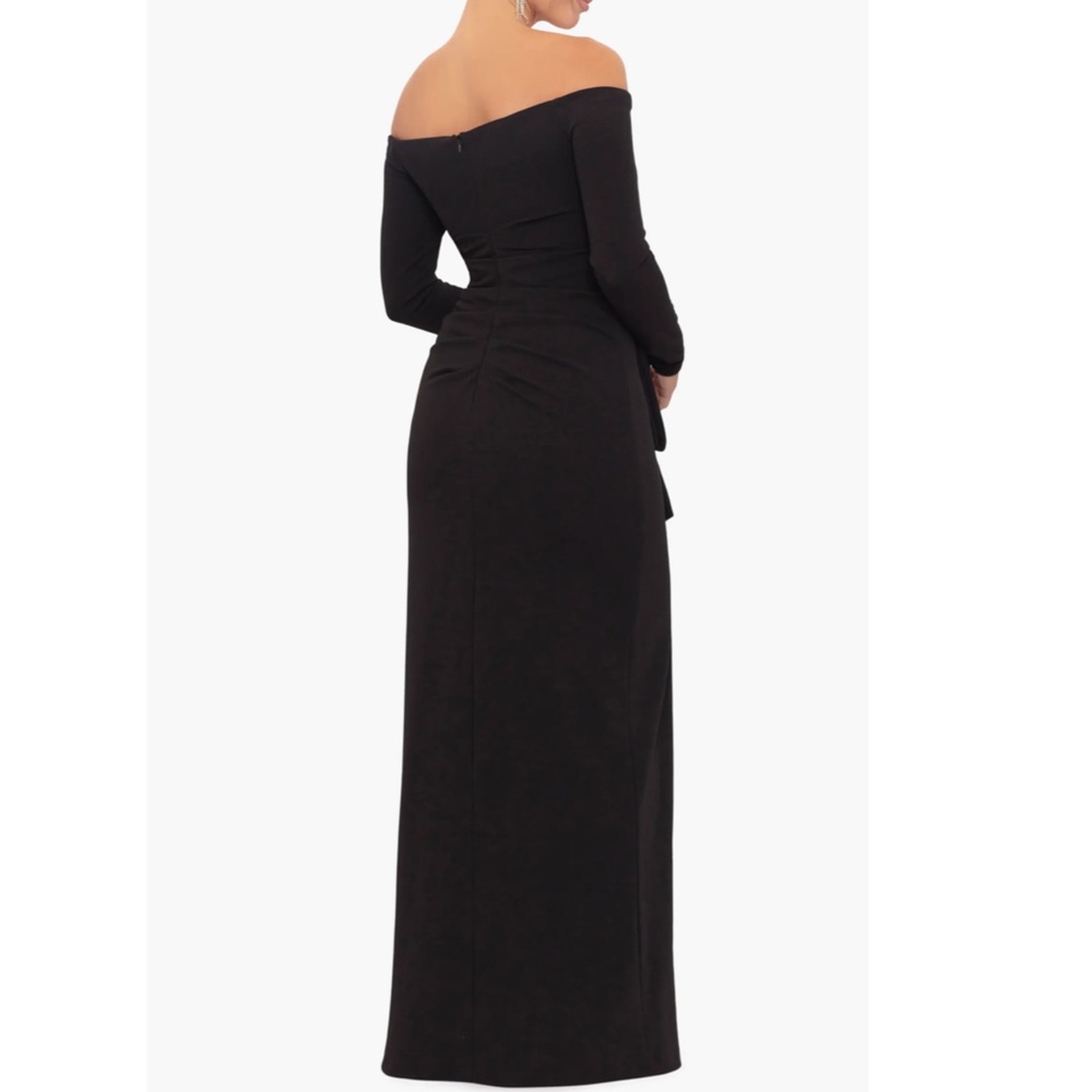 NWT..Xscape Black Off-Shoulder Long Sleeve Evening Gown - Picture 11 of 16
